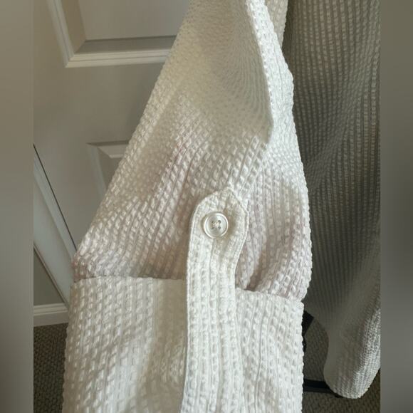 Anthropologie's Porridge Creamy White Ribbed-Like Textured Collar Button Down - Picture 4 of 9